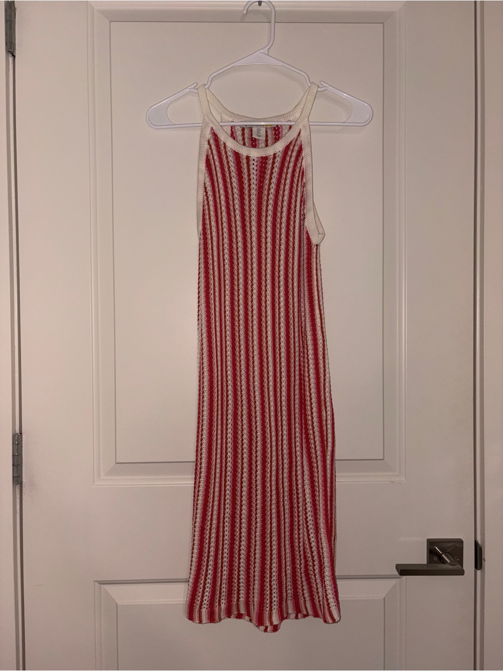 C&C California Red and Cream Striped Sleeveless Knit Maxi Dress